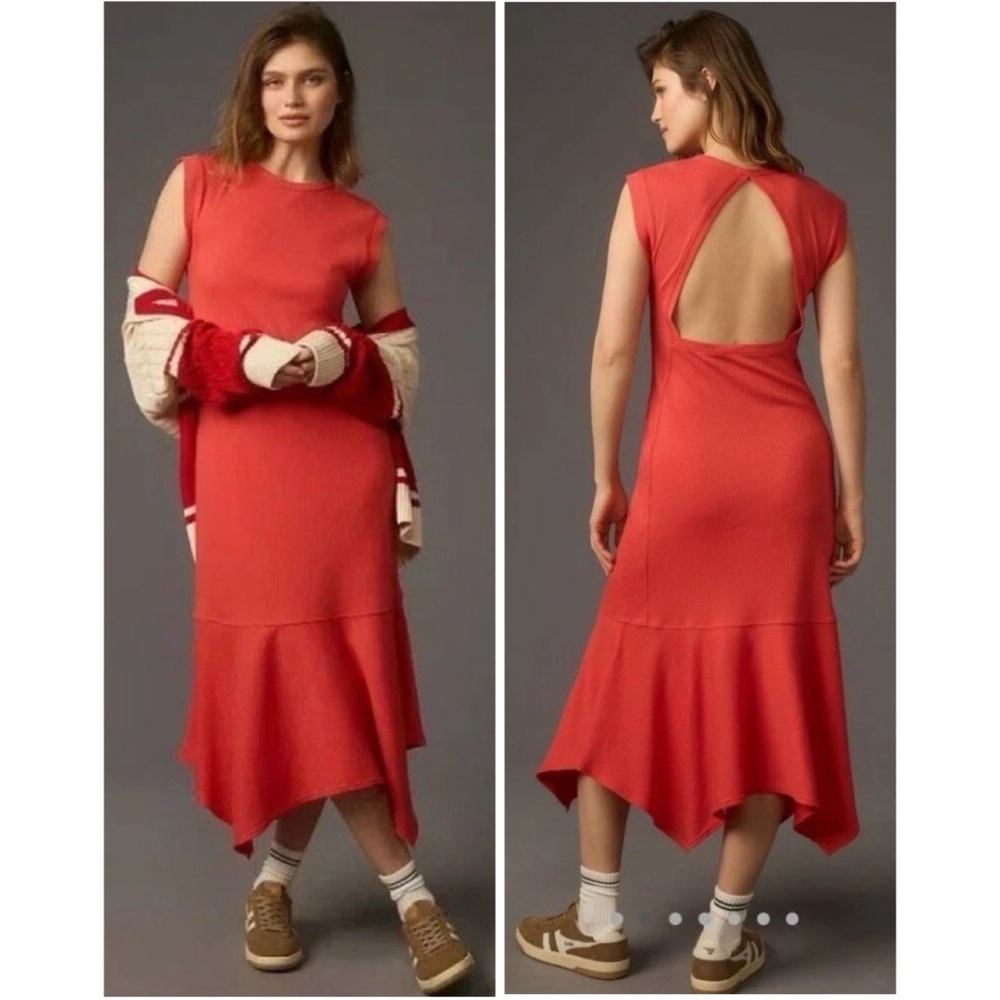 Daily Practice by Anthropologie NWT Highline Open Back Maxi Dress Size LP Red